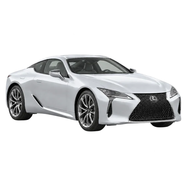 Lexus LC 500 2019 باللون فضي، منظر زاوية ثلاثة أرباع أمامية (باتجاه اليمين)