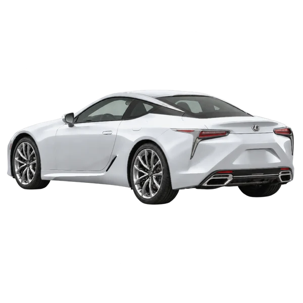 2019 Lexus LC in Silber, Ansicht: Dreiviertelansicht von hinten (nach links gerichtet)