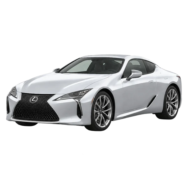 シルバーの2021 Lexus LC(フロントスリークォーター(左向き)ビュー)