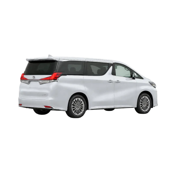 2021 Lexus LM in Silber, Ansicht: Dreiviertelansicht hinten (nach rechts gewandt)
