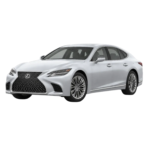 Lexus LS 500 2019 en plateado, vista frontal tres cuartos (hacia la izquierda)