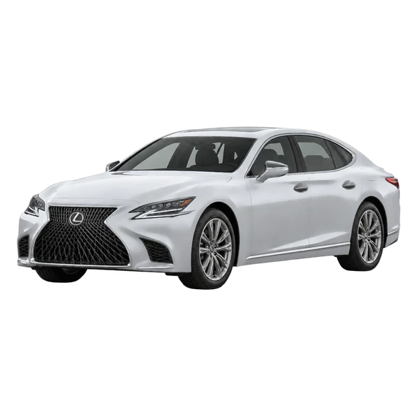 Lexus LS 500 2020 en plateado, vista frontal tres cuartos (hacia la izquierda)
