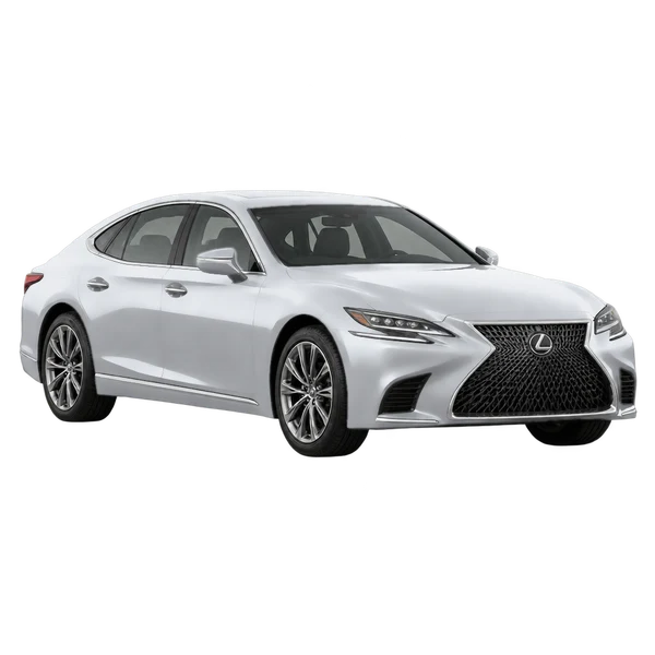 Lexus LS 500 2021 en plateado, vista frontal tres cuartos (hacia la izquierda)