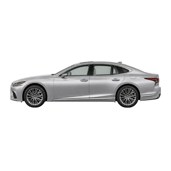 Lexus LS 500 2024 en plateado, vista lateral (mirando a la izquierda)