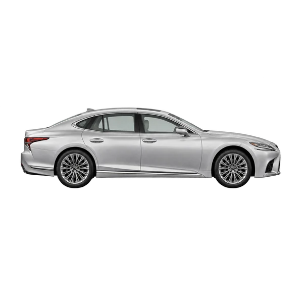 Lexus LS 500 2024 en plateado, vista lateral (hacia la derecha)