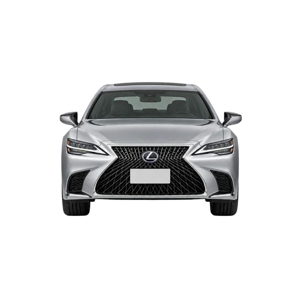 Lexus LS 500 2025 en plateado, vista frontal