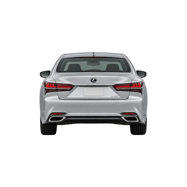 Lexus LS 500 2025 en plateado, vista trasera