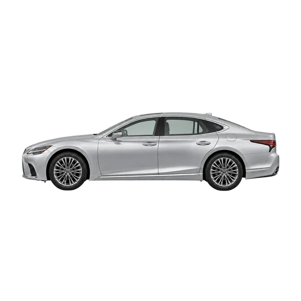 Lexus LS 500 2025 en plateado, vista lateral (mirando a la izquierda)
