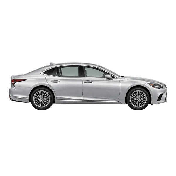 Lexus LS 500 2025 en plateado, vista lateral (hacia la derecha)