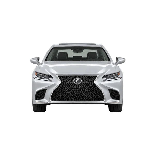 Lexus LS 2027 باللون فضي، منظر أمامي