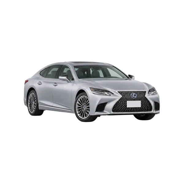 Lexus LS500H 2022 en plateado, vista frontal tres cuartos (hacia la izquierda)