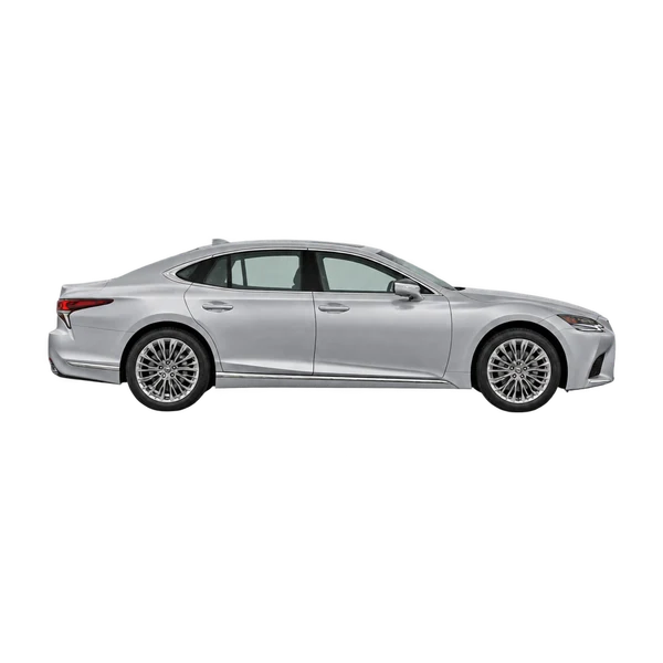 Lexus LS500H 2022 en plateado, vista lateral (hacia la derecha)
