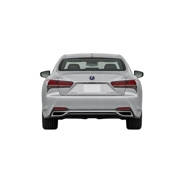 Lexus LS500H 2023 en plateado, vista trasera
