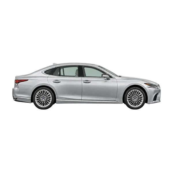 Lexus LS500H 2023 en plateado, vista lateral (hacia la derecha)