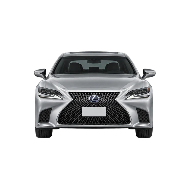 Lexus LS500H 2024 en plateado, vista frontal