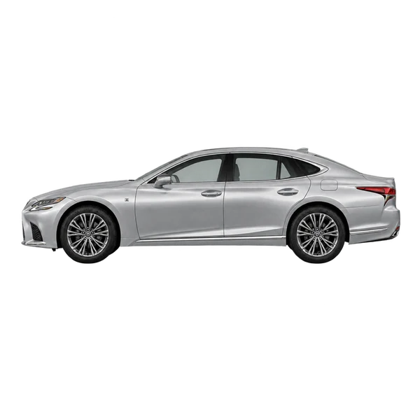 Lexus LS500H 2024 en plateado, vista lateral (mirando a la izquierda)