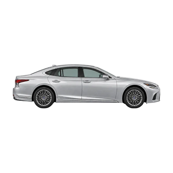 Lexus LS500H 2024 en plateado, vista lateral (hacia la derecha)