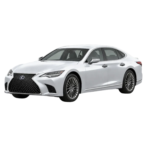 2026 Lexus LS500H in Silber, Ansicht: Dreiviertelansicht vorne (nach links gerichtet)