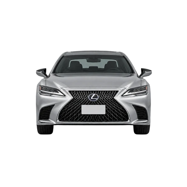 Lexus LS500H 2026 en plateado, vista frontal