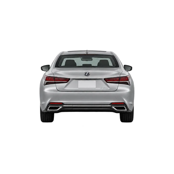 Lexus LS500H 2026 en plateado, vista trasera