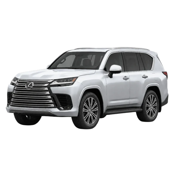 Lexus LX 600 2022 prata, vista dianteira em três quartos (voltada para a esquerda)