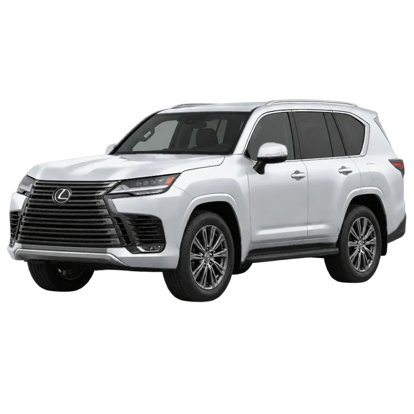 Lexus LX 600 2024 prata, vista dianteira em três quartos (voltada para a esquerda)