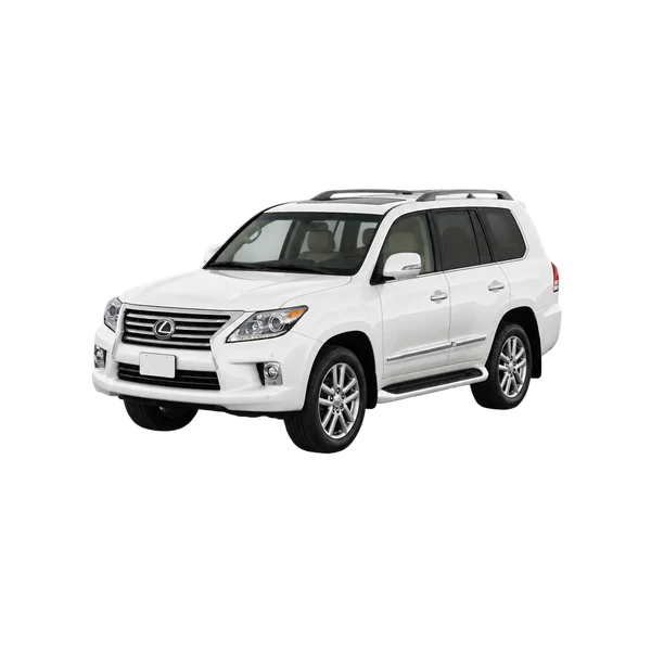Lexus LX 2013 branco, vista dianteira em três quartos (voltada para a esquerda)
