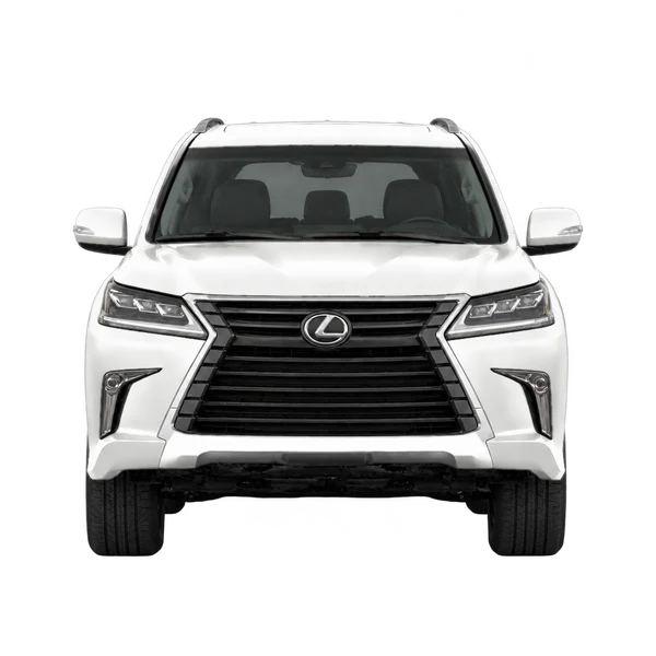 Lexus LX 2027 باللون أبيض، منظر أمامي