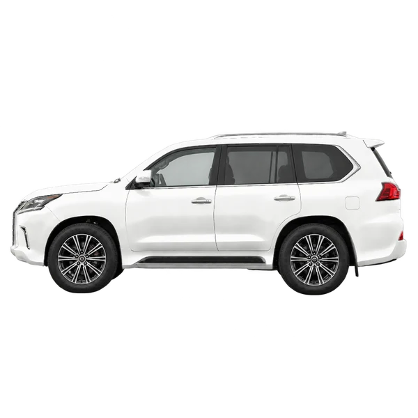 Lexus LX 2027 باللون أبيض، منظر جانبي (متجه إلى اليسار)