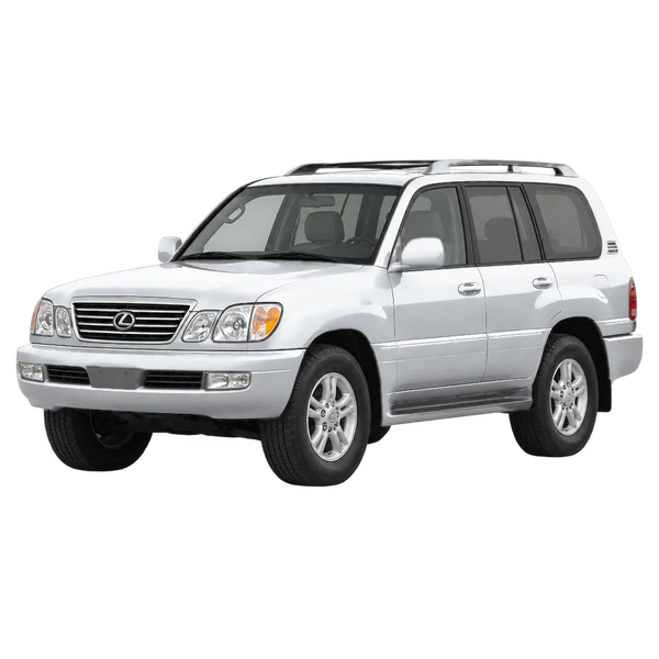 シルバーの2000 Lexus LX470（フロントスリークォーター(左向き)ビュー）