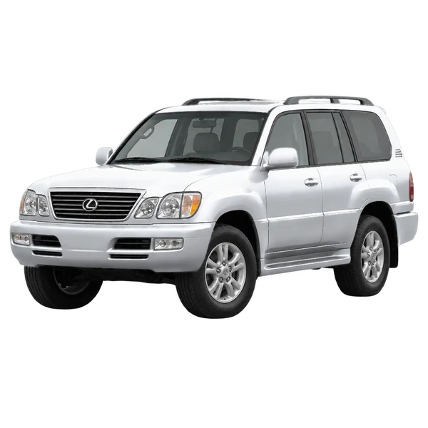 シルバーの2004 Lexus LX470（フロントスリークォーター(左向き)ビュー）