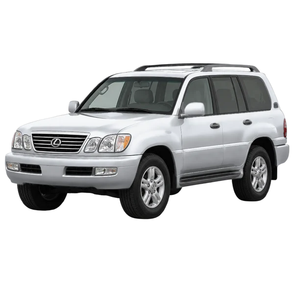 シルバーの2005 Lexus LX470(フロントスリークォーター(左向き)ビュー)