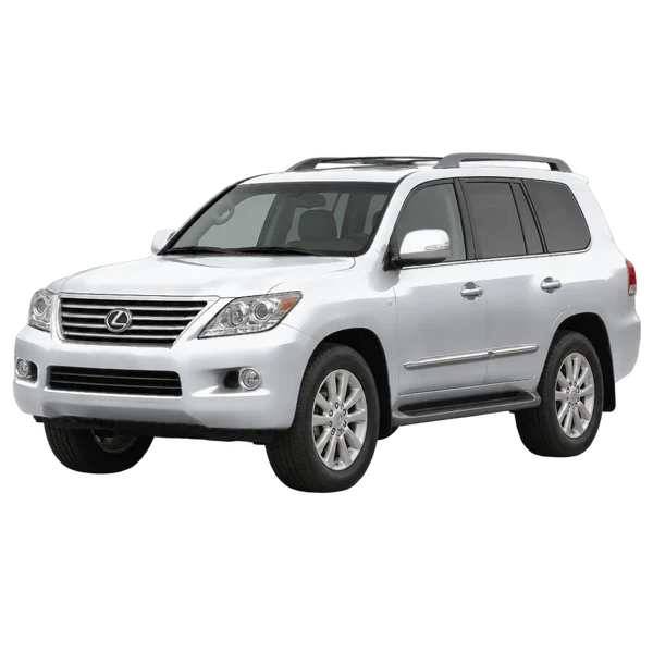 Lexus LX570 2008 prata, vista dianteira em três quartos (voltada para a esquerda)