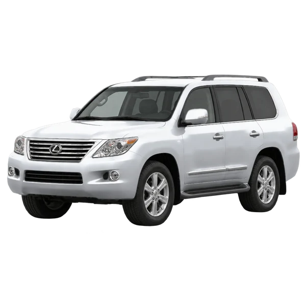 Lexus LX570 2010 prata, vista dianteira em três quartos (voltada para a esquerda)