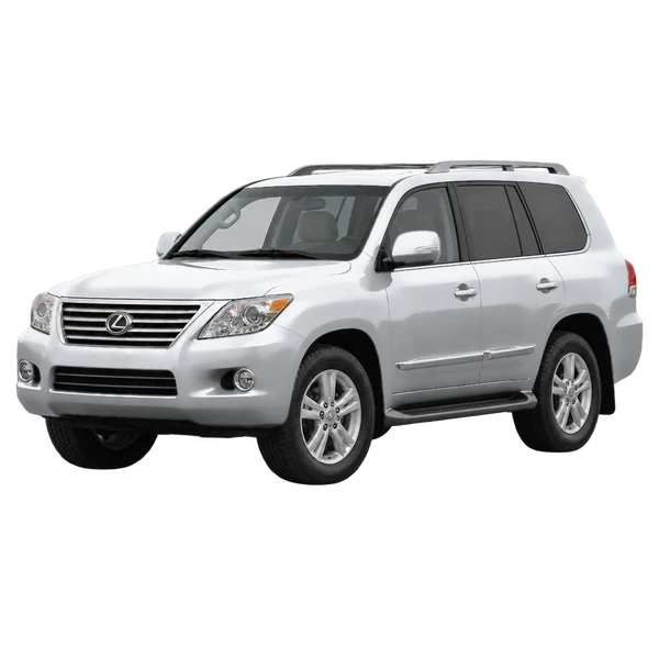 Lexus LX570 2011 prata, vista dianteira em três quartos (voltada para a esquerda)
