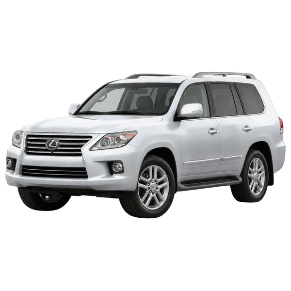 Lexus LX570 2014 prata, vista dianteira em três quartos (voltada para a esquerda)
