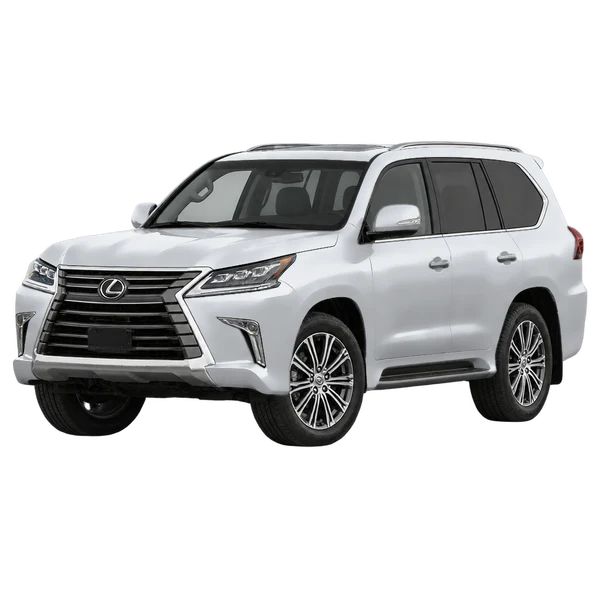 Lexus LX570 2017 prata, vista dianteira em três quartos (voltada para a esquerda)