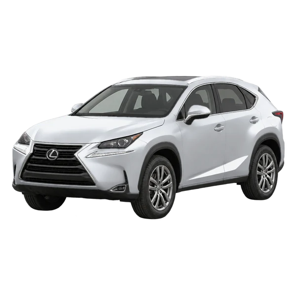 Lexus NX 200 2015 prata, vista dianteira em três quartos (voltada para a esquerda)