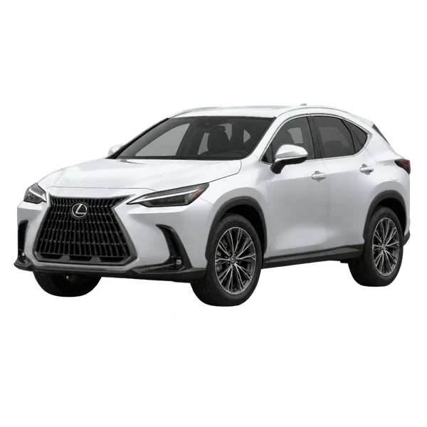 Lexus NX 250 2023 prata, vista dianteira em três quartos (voltada para a esquerda)