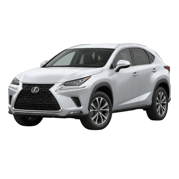 Lexus NX 300 2021 prata, vista dianteira em três quartos (voltada para a esquerda)