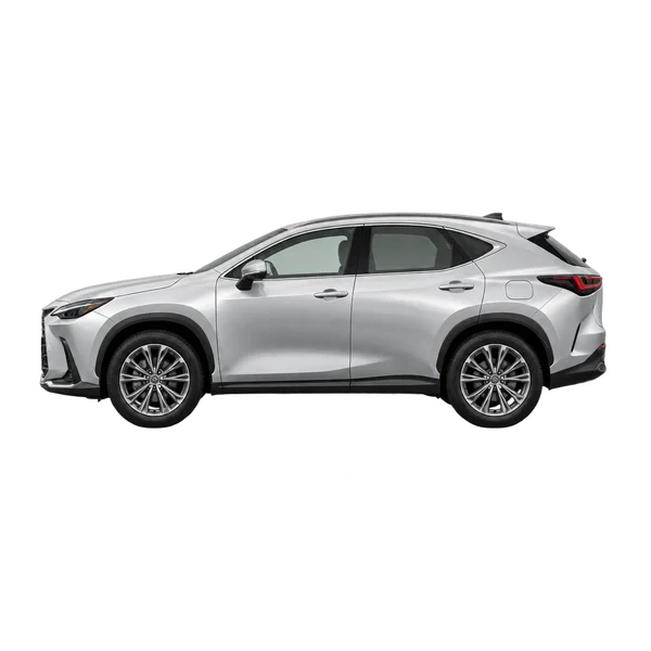 2025 Lexus NX 350 in Silber, Ansicht: Seite (nach links gerichtet)