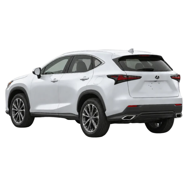 Lexus NX 2023 باللون فضي، منظر ثلاثة أرباع خلفي (باتجاه اليسار)