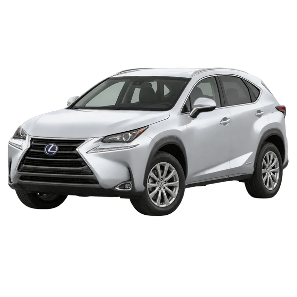Lexus NX300H 2016 prata, vista dianteira em três quartos (voltada para a esquerda)