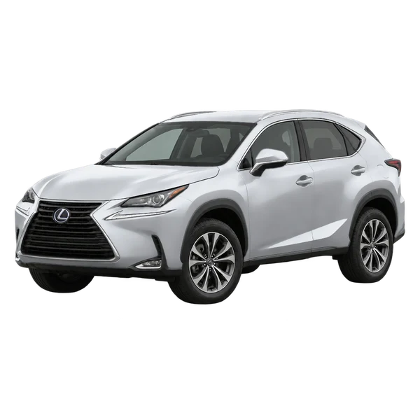 Lexus NX300H 2018 prata, vista dianteira em três quartos (voltada para a esquerda)