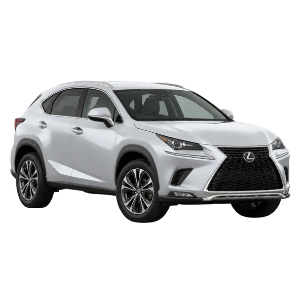 Lexus NX300H 2020 prata, vista dianteira em três quartos (voltada para a esquerda)