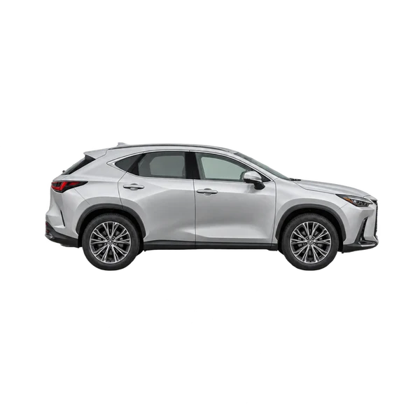 シルバーの2023 Lexus NX350H（側面（右向き）ビュー）