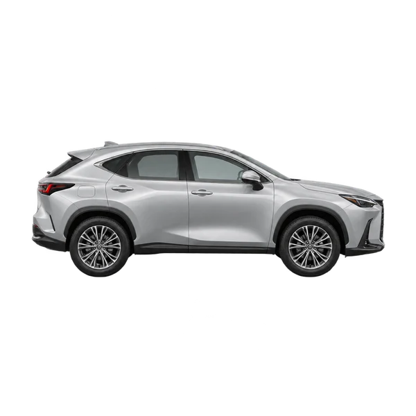 シルバーの2025 Lexus NX350H（側面（右向き）ビュー）