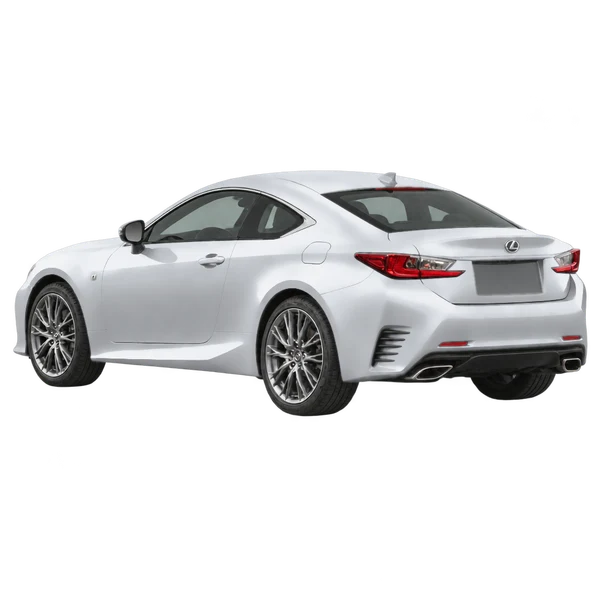 シルバーの2017 Lexus RC 200（リア斜め（左向き）ビュー）