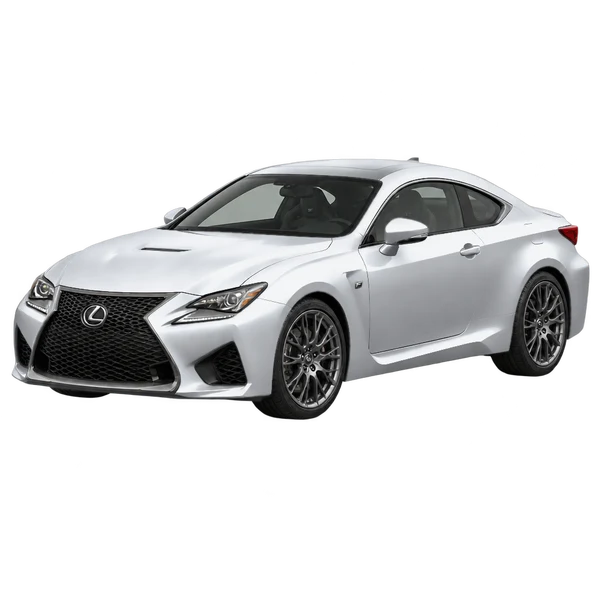 Lexus RC F 2015 باللون فضي، منظر منظر أمامي بزاوية ثلاثة أرباع (متجه لليسار)