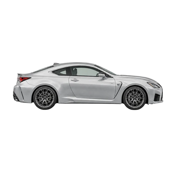 Lexus RC F 2024 باللون فضي، منظر منظر جانبي (باتجاه اليمين)
